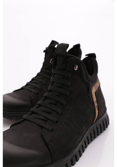 Dgn 4863 Erkek Tabani Çentikli Bot Siyah Nubuk