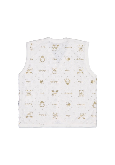 Albimini Civil Baby Desenli 1-9 Ay Yelek - Ekru