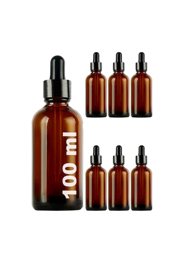 Afracam Amber 100 Ml Kapaklı Dropper Damlalık Cam Şişe 6 Adet Siyah