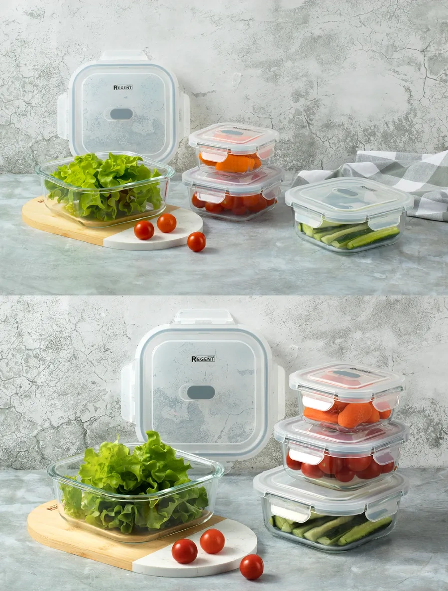 Regent İnox Kapaklı Cam Yemek Kabı 443601006 Beyaz