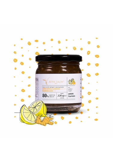 Atiye Laçin Zencefilli Limon Marmelatı 220 Gr Şekersiz
