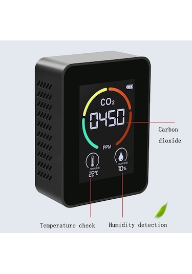Butuglobal Xy-t01 3'ü 1 Arada Sıcaklık Nem Ve Co2 Ekranlı Hava Kalitesi Dedektörü, Kızılötesi Sensör Siyah