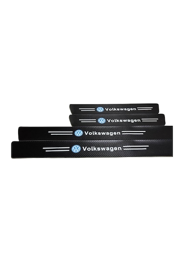 Volkswagen Logolu Karbon Kapı Eşiği Koruyucu Bant Folyo 4'lü Set