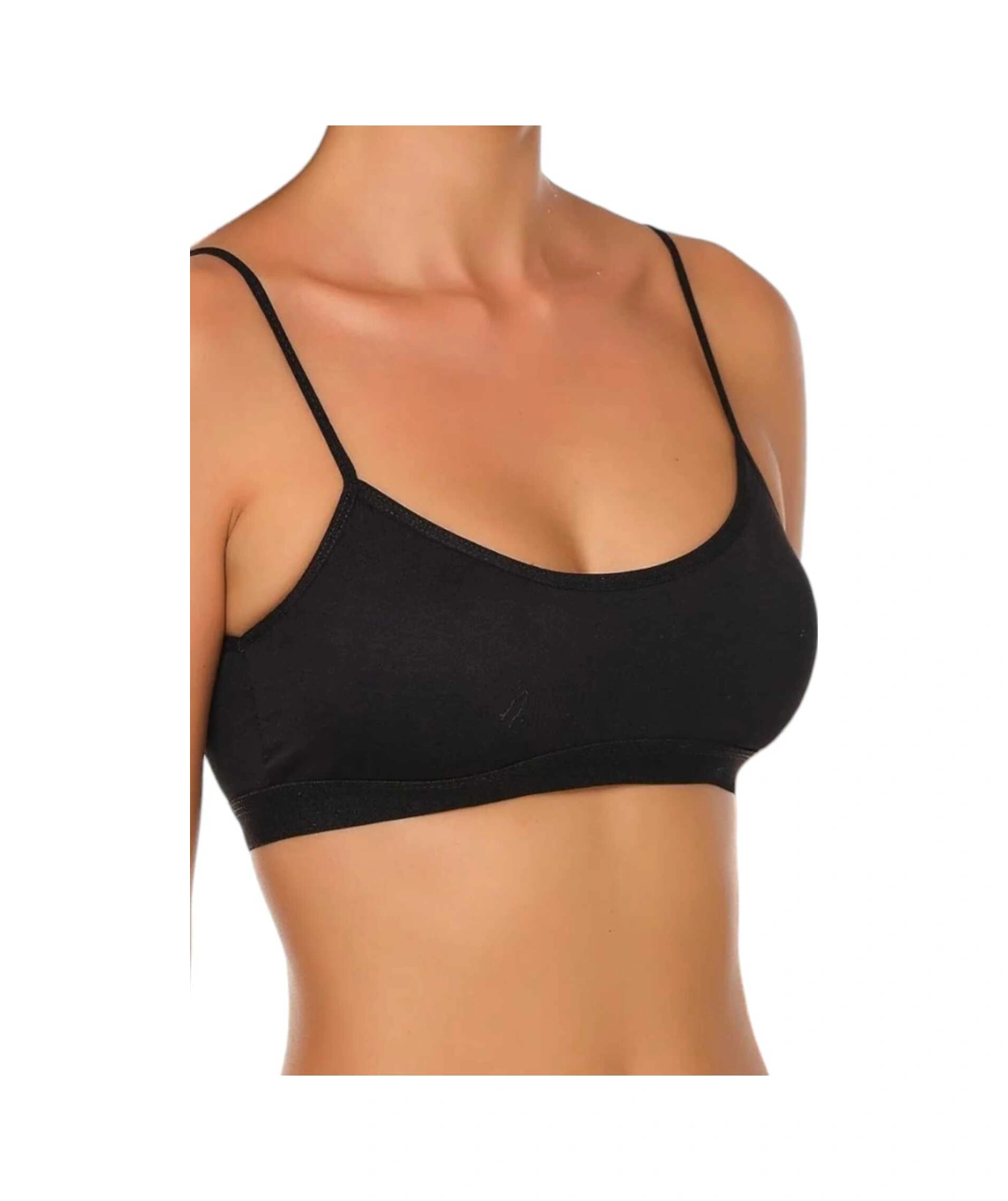 Tezzgelsin Kadın İnce Askılı Pedli Büstiyer Yarım Atlet Sütyen 3'lü Set Siyah