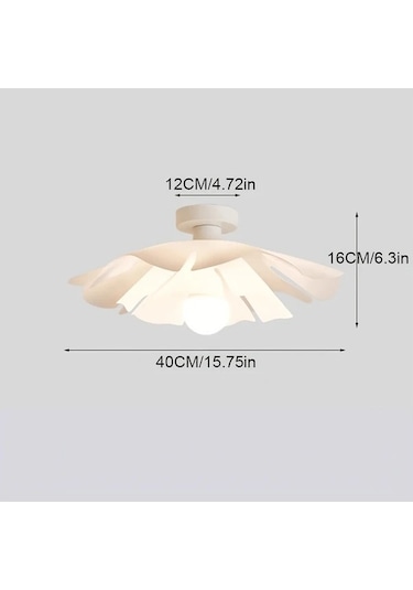 Fastbuy Basit Yaratıcı Gül Yaprağı Desenli 40 Cm Pvc Tavan Lambası Kolay Kurulumlu Her Oda İçin Gümüş Gümüş