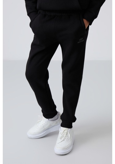 Tommy Life Siyah Pamuklu Kalın İçi Tüylü Yumuşak Dokulu Standart Fit Nakışlı Erkek Çocuk Eşofman Takım - 11255 Siyah