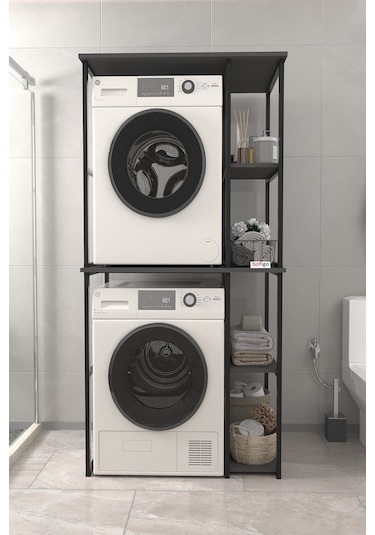 Bofigo Çamaşır Makinesi Dolabı Kurutma Makinesi Dolabı Metal Banyo Dolabı Mısra Antrasit