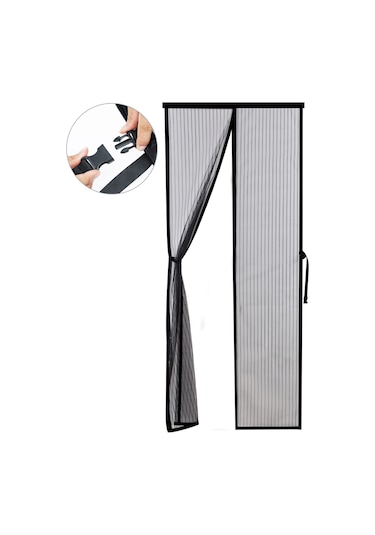 Mufunye Siyah Manyetik Perde Pencere Örtüsü - Otomatik Kapanır, Haşere Engeli, Hava Akışı Sağlar, Esnek Montajlı 120x240 Cm