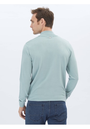 Kip Mint Yarım Balıkçı Yaka Düz Örgü Yün Karışımlı Triko Çok Renkli