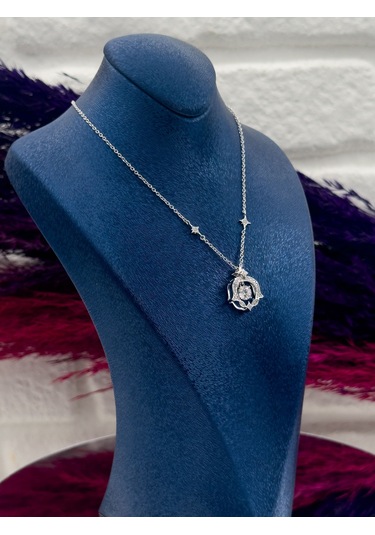 925 Ayar Gümüş Özel Tasarım Kuzey Yıldızı Modeli Zarif Kadın Kolye Gümüş