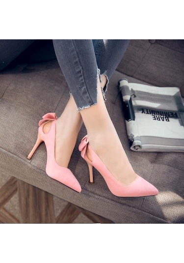 Sones Kadın Ayakkabı Fiyonklu Sivri Uçlu Stiletto Topuklu Ayakkabı Siyah