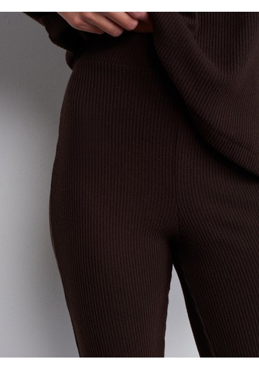 Dilvin 71910 Yüksek Bel Örme Pantolon-kahve Kahve