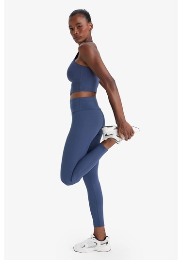 Defacto Defactofit Yüksek Bel Baskılı Beli Saran Esnek Kumaş Sporcu Tayt B4147ax25auın231 İndigo