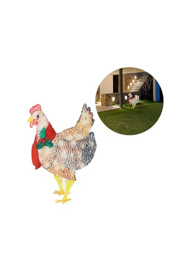 Geeroyoo Plastik Noel Tavuk Işıklı Dekorasyon, Su Geçirmez Bahçe Çimenlik Zemin Aydınlatması, Yeniden Kullanılabilir Bahçe Sanatı Dekoru Pil Dahil Değil Diğer