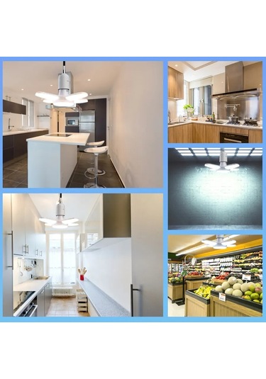 E27 Katlanabilir Fan Led Ampul 220v 110v Led Ampul Ev Tavan Beyaz