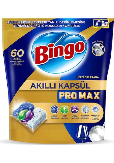 Bingo Akıllı Kapsül Pro Max Bulaşık Makinesi Deterjanı 3 x 60 Tablet