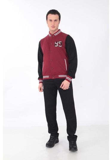 Erkek Kolej Ceket 3 Iplik Içi Fileli Kolej Ceket Bordo Siyah