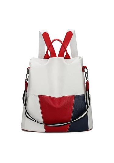 Beyaz Moda Sırt Çantası Kadın Sırt Çantası Eğlence Büyük Kapasiteli Seyahat Öğrenci Çantası Patchwork Renk Kadın Çantası Beyaz