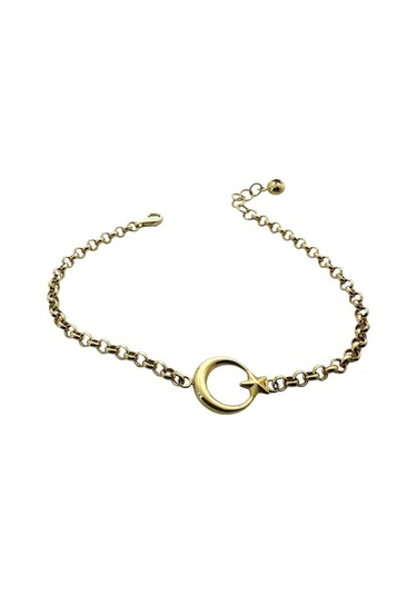 MaGold Ayyıldız Taşsız Günlük Doch Zincir Altın Bileklik Altın - Yeşil