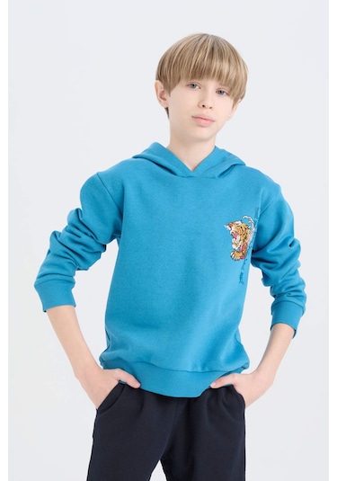 DeFacto Erkek Çocuk 2'li Takım Kapüşonlu Baskılı Sweatshirt Beli Lastikli Eşofman Altı D6872A824CWBE535 DeFacto Erkek Çocuk 2'li Takım Kapüşonlu Baskılı Sweatshirt Beli Lastikli Eşofman Altı D6872A824CWBE535