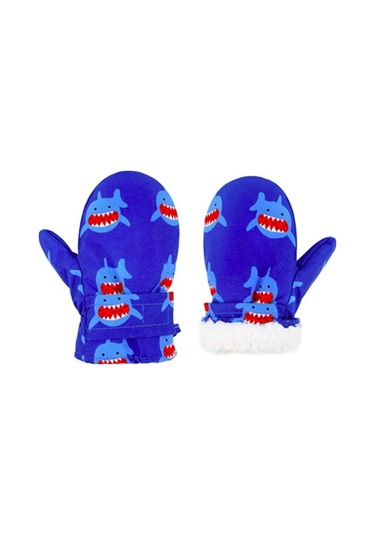 Saks Mavisi Kirmisi Ici Pufudik Sicak Tutan Yumusacik Eldiven Mavi