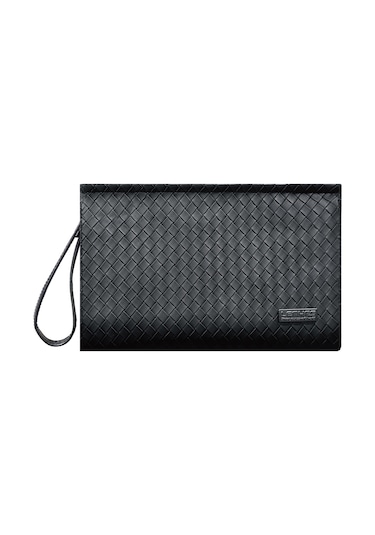 Lenyes Lb531 Brett Dokuma Pu Mat Deri Bilek Tasarımlı Çizilmeye Dayanıklı Aksesuar El Çantası Siyah