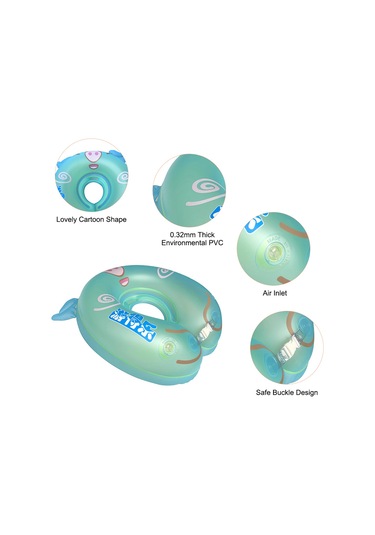 Qingmipy Bebek Boyun Simidi - 3-12 Aylık Yenidoğanlar İçin Güvenli Şişme Havuz Yüzme Halkası Mavi