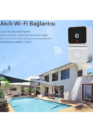 Akıllı Görüntülü Kapı Zili, Ofis Için 2.4ghz Gece Görüşlü
