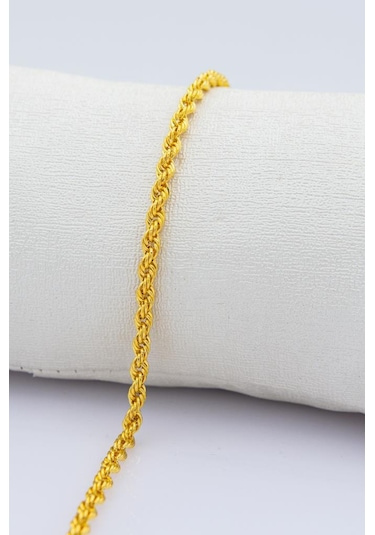 22 Ayar Altın 3mm Halat Kordon Bileklik Sarı Altın