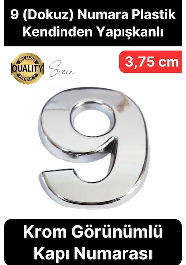 No 9 Kapı Numarası Kendinden Yapışkanlı Masa Dolap Plastik Ev Posta Kutusu Dış Mekan Daire 3,75 Cm