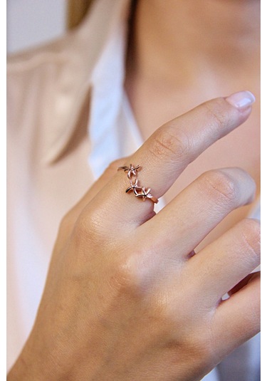 Argentum Concept 925 Ayar Gümüş Deniz Yıldızı Figürlü Rose Yüzük - Y012101