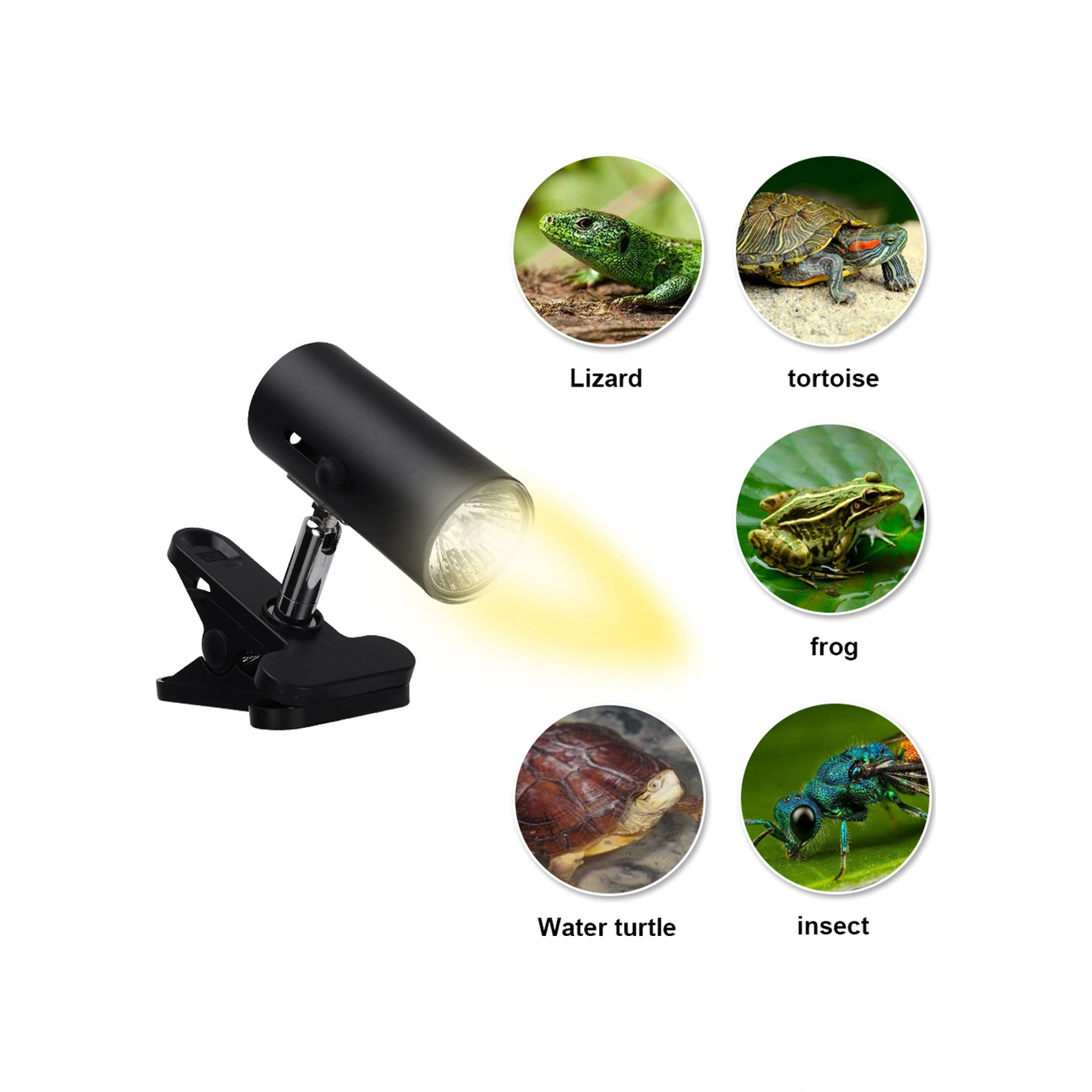 Skycity Sürüngenler İçin Isıtıcı Işık, Güneş Işığı Simülasyonu, E27 Vida, 50w Ampul, Döner Bağlantı, Avrupa Standartı, Siyah Siyah