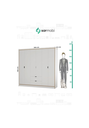 Sarmobi Arden 6 Kapaklı 2 Çekmeceli Dolap 54nar100103krkr Beyaz
