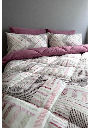 Alla Turca Çift Kişilik 4 Yastık Kılıflı Lastikli Çarşaflı Çift Taraflı Desenli Uyku Seti-nova Gül Kurusu Gülkurusu