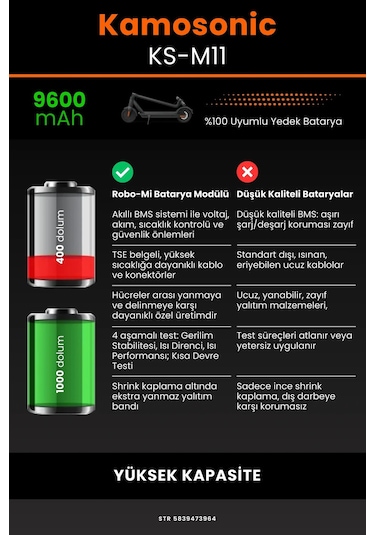 Kamosonic Ks-M11 / 36v 9600mAh Elektrikli Scooter Bataryası