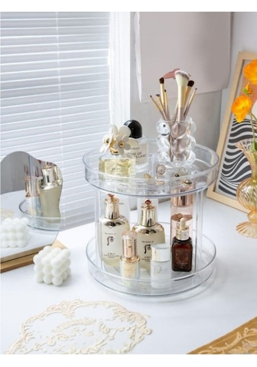 Çok Amaçlı Dönebilen 2 Katlı Organizer Şeffaf