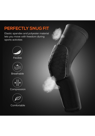 Moveevo Spor Knee Sleeve, Yumuşak Eva, Darbe Emici, Nefes Alıcı, Basketbol Dağcılık, Siyah, Xxl Tek Adet Siyah