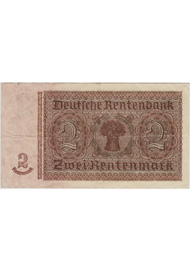 Almanya 2 Rentenmark 1937 Nazi Dönemi. Çok Temiz.