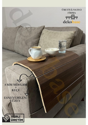 Ceviz 4 Adet Çok Amaçlı Koltuk Kenar Sehpası, Supla, Yemek Servis Altlığı Ceviz