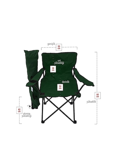 Bofigo 3'lü Kamp Sandalyesi Piknik Sandalyesi Katlanır Sandalye Taşıma Çantalı Kamp Sandalyesi Yeşil