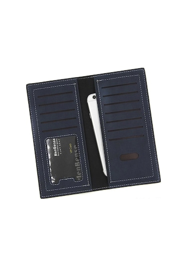 Hangfox Erkek Deri Cüzdan - Mavi, 10 Kartlık, Telefon Ve Nakit Taşıma, Zıplayıcı Kapanma, Hafif Ve Düzenli Tasarım Çok Renkli