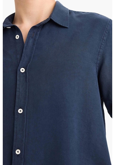 Defacto Regular Fit Twill Uzun Kollu Gömlek G0406ax25aunv175 Lacivert