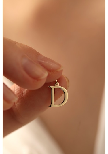 14 Ayar Altın D Harfi Plaka Kolye Ucu