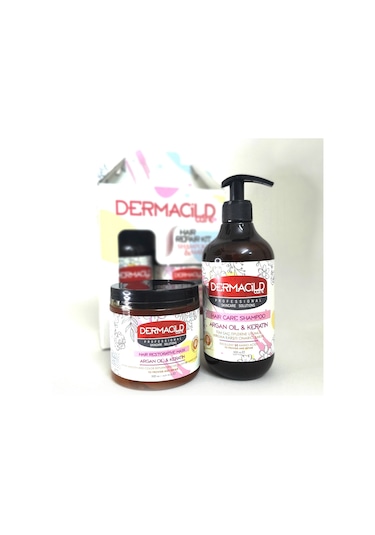 Dermacild Hair Repair Kit Argan Keratin Şampuan ve Saç Maskesi 1 L