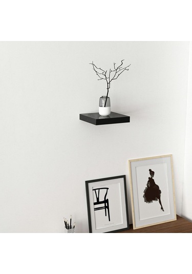 Minarmobilya Minar Gizli Tutuculu Duvar Rafı 23 Cm - M.Siyah