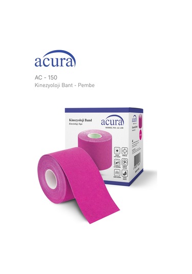 Ac-150 Yüz & Vücut Uyumlu Hipoalerjenik Kinesyo Tape Ağrı Bandı 5m X 5cm Pembe Renk 1 Beden