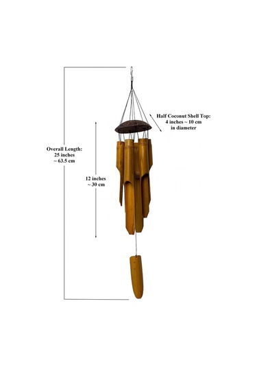 Doğal Hindistan Cevizi Kabuğu Bambu Rüzgar Zil Pastoral Stil Retro Basitlik El Yapımı Rüzgar Zil Evi Asma Dekorasyon El Sanatları