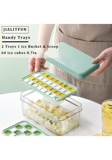 Hfambition Ev İçi Dondurucu Buz Kalıbı, 60 Adet Buzluk, Pp+tpe Malzeme, Lehimli Kapağı Ve Sepeti İle, Kolay Çıkarma Fonksiyonu, Kokteyl-whiskey İçin Çok Renkli