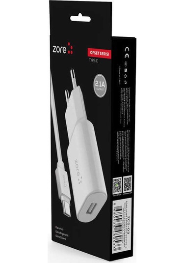 Mobilefix Ofset Serisi Zcs-03 Type-c 2 İn 1 Ev Şarj Seti 2.1a - Beyaz Beyaz