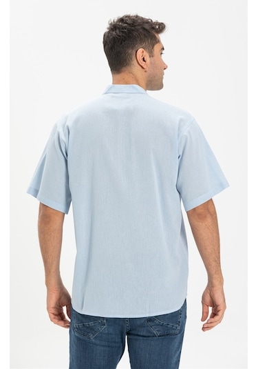 Kısa Kol Şile Bezi Hakim Yaka Erkek Tshirt Buz Mavi 3027